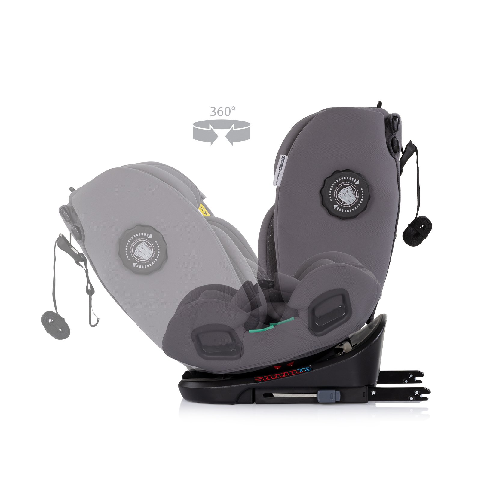 Ст.кола360 I-size40-150 Techno iGROW сив